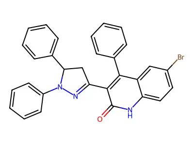 6-bromo-3-(1,5-diphenyl-4,5-dihydro-1H-pyrazol-3-yl)-4-phenylquinolin-2(1H)-one structure