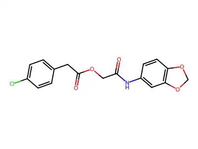 [(2H-1,3-benzodioxol-5-yl)carbamoyl]methyl 2-(4-chlorophenyl)acetate structure