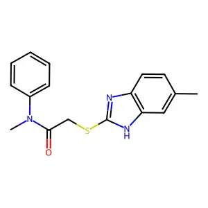 N-methyl-2-[(5-methyl-1H-benzimidazol-2-yl)sulfanyl]-N-phenylacetamide structure