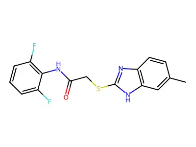 N-(2,6-difluorophenyl)-2-[(6-methyl-1H-benzimidazol-2-yl)sulfanyl]acetamide structure