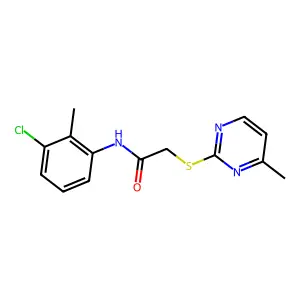 N-(3-chloro-2-methylphenyl)-2-(4-methylpyrimidin-2-yl)sulfanylacetamide structure