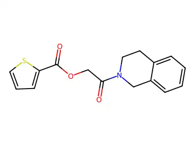 [2-(3,4-dihydro-1H-isoquinolin-2-yl)-2-oxoethyl] thiophene-2-carboxylate structure