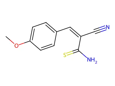 (E)-2-cyano-3-(4-methoxyphenyl)prop-2-enethioamide structure