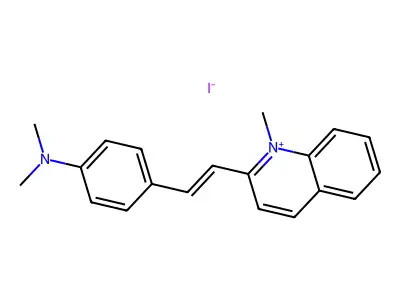 2-{2-[4-(Dimethylamino)phenyl]ethenyl}-1-methylquinolin-1-ium iodide structure