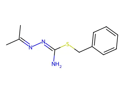 1-benzylsulfanyl-N-(propan-2-ylideneamino)methanimidamide structure