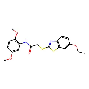 N-(2,5-dimethoxyphenyl)-2-[(6-ethoxy-1,3-benzothiazol-2-yl)sulfanyl]acetamide structure
