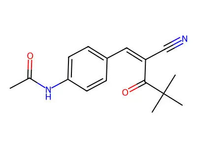N-[4-(2-cyano-4,4-dimethyl-3-oxo-pent-1-enyl)phenyl]acetamide structure
