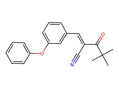 (2E)-4,4-dimethyl-3-oxo-2-[(3-phenoxyphenyl)methylidene]pentanenitrile structure