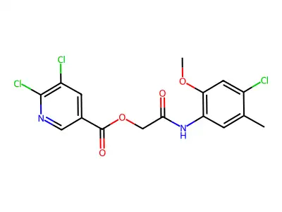 [(4-chloro-2-methoxy-5-methylphenyl)carbamoyl]methyl 5,6-dichloropyridine-3-carboxylate structure