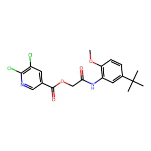 [(5-tert-butyl-2-methoxyphenyl)carbamoyl]methyl 5,6-dichloropyridine-3-carboxylate structure