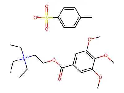 Triethyl-2-(3,4,5-trimethoxybenzoyloxy)ethylammonium tosylate structure