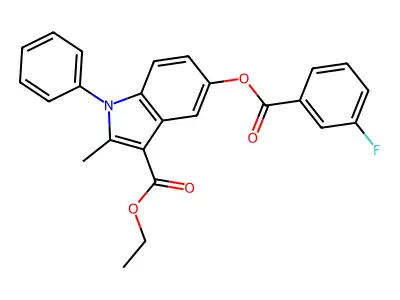 Ethyl 5-(3-fluorobenzoyl)oxy-2-methyl-1-phenylindole-3-carboxylate structure