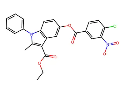 ethyl 5-((4-chloro-3-nitrobenzoyl)oxy)-2-methyl-1-phenyl-1H-indole-3-carboxylate structure