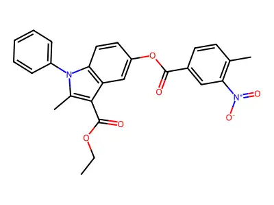 ethyl 2-methyl-5-((4-methyl-3-nitrobenzoyl)oxy)-1-phenyl-1H-indole-3-carboxylate structure