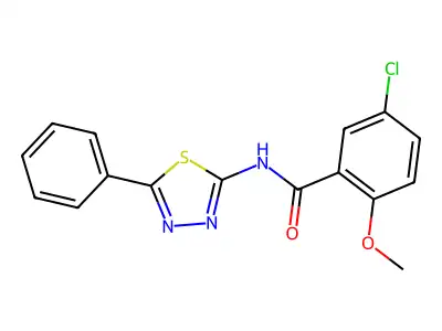 5-chloro-2-methoxy-N-(5-phenyl-1,3,4-thiadiazol-2-yl)benzamide structure