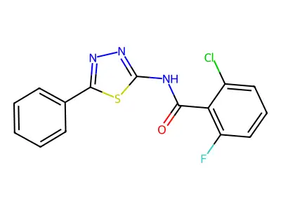 2-chloro-6-fluoro-N-(5-phenyl-1,3,4-thiadiazol-2-yl)benzamide structure