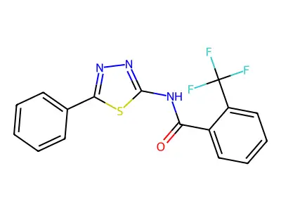 N-(5-phenyl-1,3,4-thiadiazol-2-yl)-2-(trifluoromethyl)benzamide structure