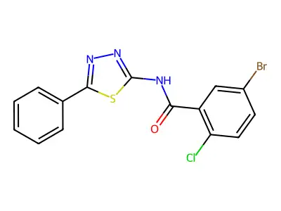 5-bromo-2-chloro-N-(5-phenyl-1,3,4-thiadiazol-2-yl)benzamide structure