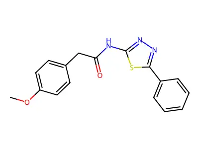 2-(4-methoxyphenyl)-N-(5-phenyl-1,3,4-thiadiazol-2-yl)acetamide structure