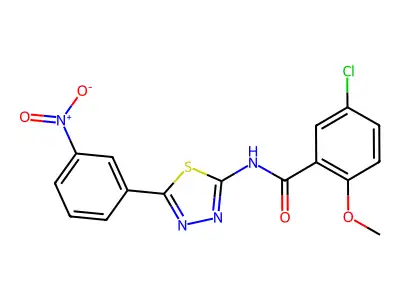 5-chloro-2-methoxy-N-[5-(3-nitrophenyl)-1,3,4-thiadiazol-2-yl]benzamide structure