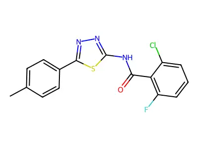 2-chloro-6-fluoro-N-[5-(4-methylphenyl)-1,3,4-thiadiazol-2-yl]benzamide structure
