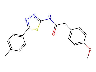 2-(4-methoxyphenyl)-N-[5-(4-methylphenyl)-1,3,4-thiadiazol-2-yl]acetamide structure