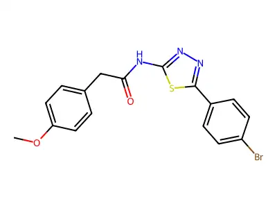 N-[5-(4-bromophenyl)-1,3,4-thiadiazol-2-yl]-2-(4-methoxyphenyl)acetamide structure
