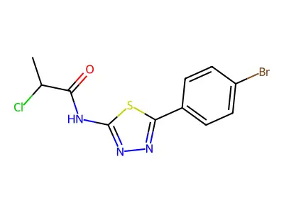 N-[5-(4-bromophenyl)-1,3,4-thiadiazol-2-yl]-2-chloropropanamide structure