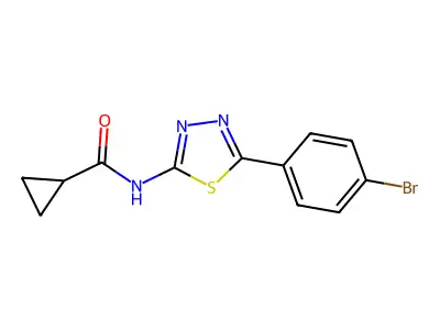 N-[5-(4-bromophenyl)-1,3,4-thiadiazol-2-yl]cyclopropanecarboxamide structure