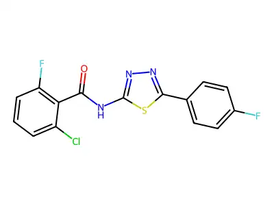 2-chloro-6-fluoro-N-[5-(4-fluorophenyl)-1,3,4-thiadiazol-2-yl]benzamide structure