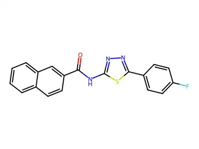 N-[5-(4-fluorophenyl)-1,3,4-thiadiazol-2-yl]naphthalene-2-carboxamide structure
