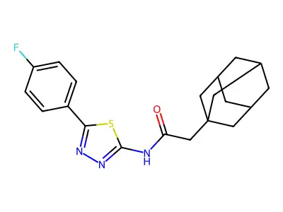 2-(1-adamantyl)-N-[5-(4-fluorophenyl)-1,3,4-thiadiazol-2-yl]acetamide structure