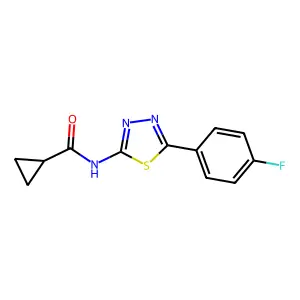 N-[5-(4-fluorophenyl)-1,3,4-thiadiazol-2-yl]cyclopropanecarboxamide structure