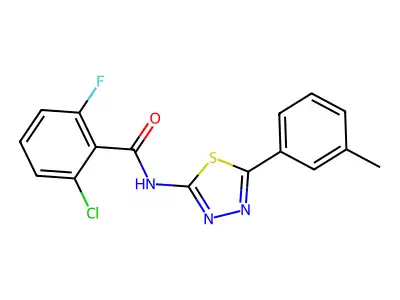 2-chloro-6-fluoro-N-[5-(3-methylphenyl)-1,3,4-thiadiazol-2-yl]benzamide structure