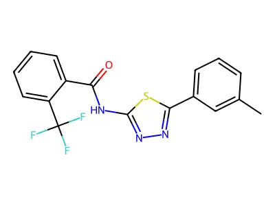 N-[5-(3-methylphenyl)-1,3,4-thiadiazol-2-yl]-2-(trifluoromethyl)benzamide structure