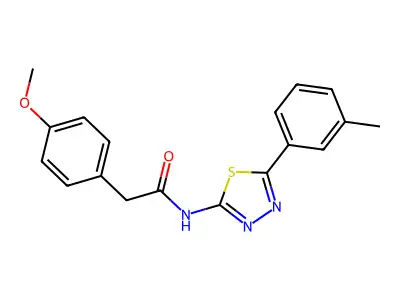 2-(4-methoxyphenyl)-N-[5-(3-methylphenyl)-1,3,4-thiadiazol-2-yl]acetamide structure