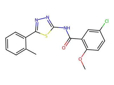 5-chloro-2-methoxy-N-[5-(2-methylphenyl)-1,3,4-thiadiazol-2-yl]benzamide structure
