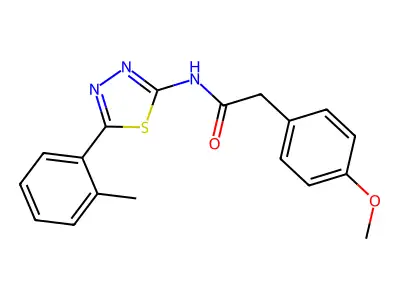 2-(4-methoxyphenyl)-N-[5-(2-methylphenyl)-1,3,4-thiadiazol-2-yl]acetamide structure