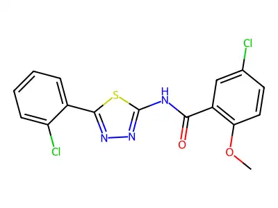5-chloro-N-[5-(2-chlorophenyl)-1,3,4-thiadiazol-2-yl]-2-methoxybenzamide structure