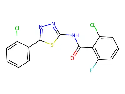 2-chloro-N-[5-(2-chlorophenyl)-1,3,4-thiadiazol-2-yl]-6-fluorobenzamide structure