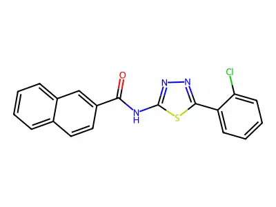 N-[5-(2-chlorophenyl)-1,3,4-thiadiazol-2-yl]naphthalene-2-carboxamide structure