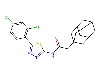 2-(1-adamantyl)-N-[5-(2,4-dichlorophenyl)-1,3,4-thiadiazol-2-yl]acetamide structure