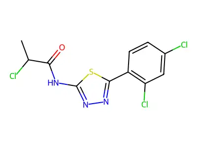 2-chloro-N-[5-(2,4-dichlorophenyl)-1,3,4-thiadiazol-2-yl]propanamide structure