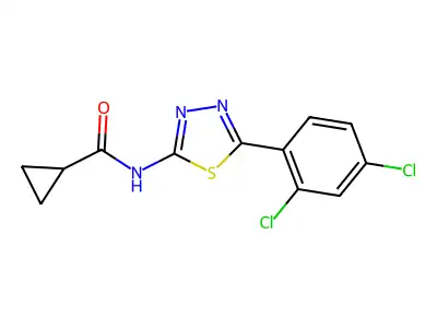 N-[5-(2,4-dichlorophenyl)-1,3,4-thiadiazol-2-yl]cyclopropanecarboxamide structure