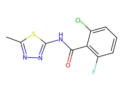 2-chloro-6-fluoro-N-(5-methyl-1,3,4-thiadiazol-2-yl)benzamide structure