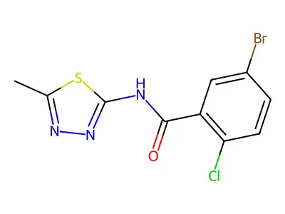 5-bromo-2-chloro-N-(5-methyl-1,3,4-thiadiazol-2-yl)benzamide structure