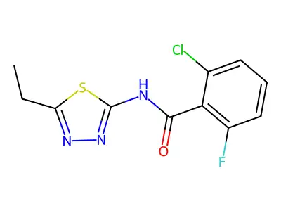 2-chloro-N-(5-ethyl-1,3,4-thiadiazol-2-yl)-6-fluorobenzamide structure