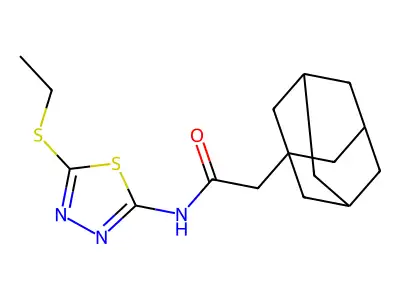 2-(1-adamantyl)-N-(5-ethylsulfanyl-1,3,4-thiadiazol-2-yl)acetamide structure