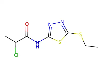 2-Chloro-N-[5-(ethylthio)-1,3,4-thiadiazol-2-yl]propanamide structure