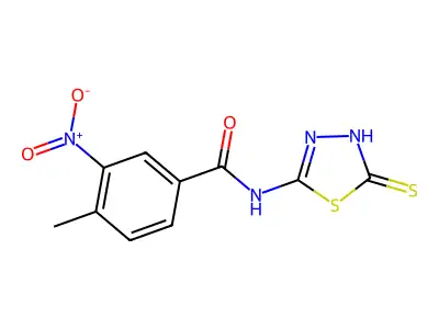 N-(5-mercapto-1,3,4-thiadiazol-2-yl)-4-methyl-3-nitrobenzamide structure